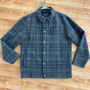 Pendleton Wool Jacket Coat Size Medium Plaid Navy Gray